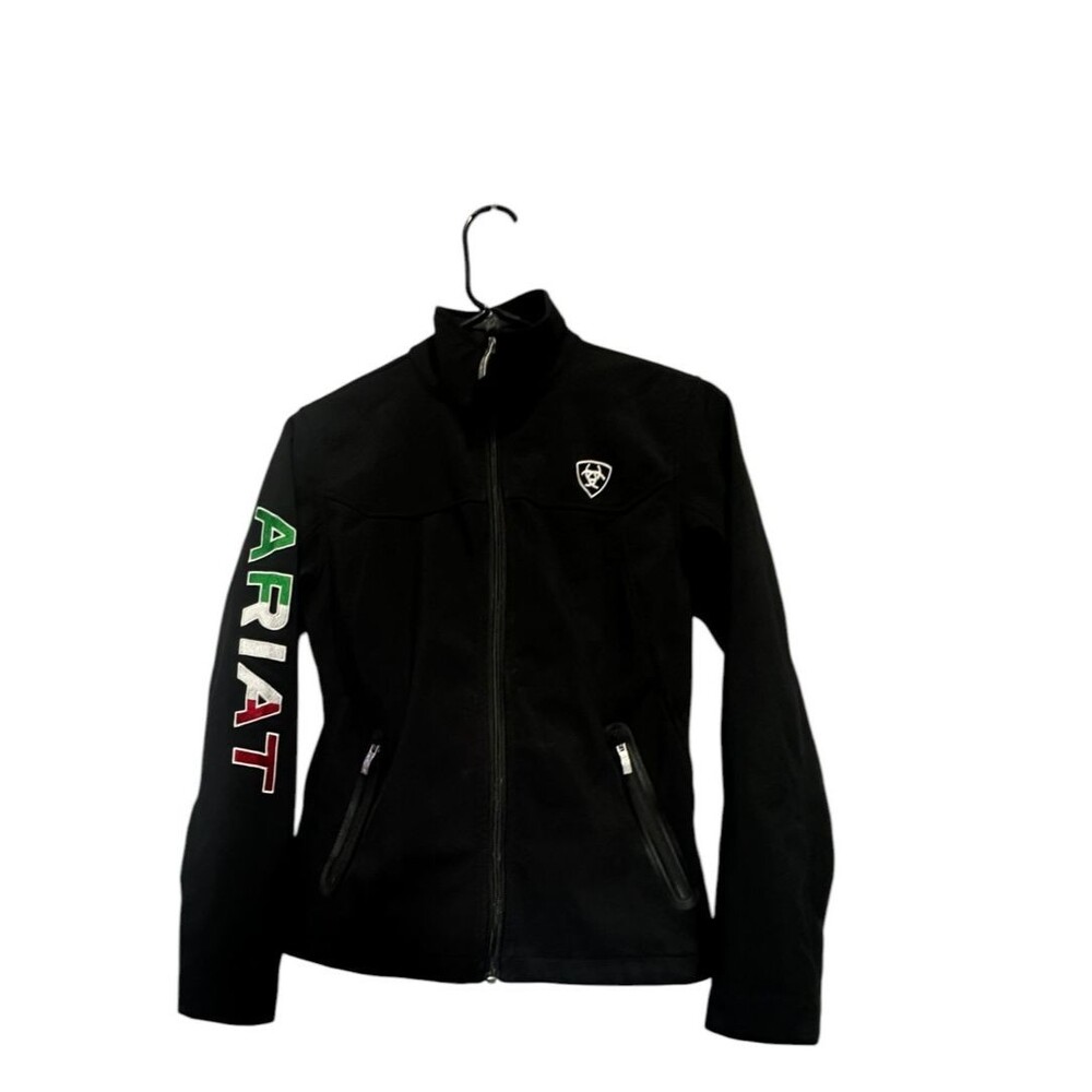 Ariat Tek SoftShell Jacket Womens Size Small Petite Full Zip Mexican Flag Black